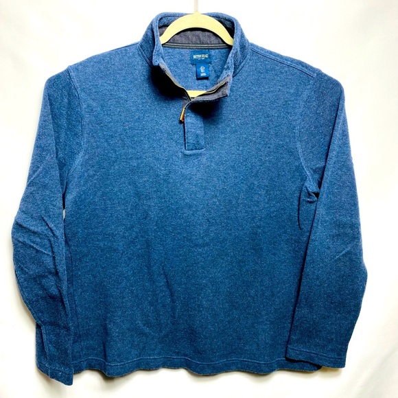 British khaki mens pullover 1/4 zip sz L blue 100% Cotton - Picture 1 of 4